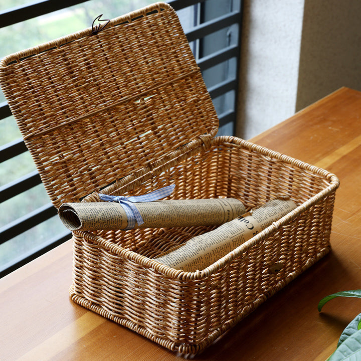 Handcrafted Natural Wicker Storage Chest Bowlift