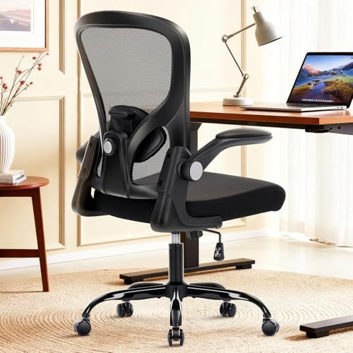 Space-Saving Flip-Up Arm Office Chair Bowlift