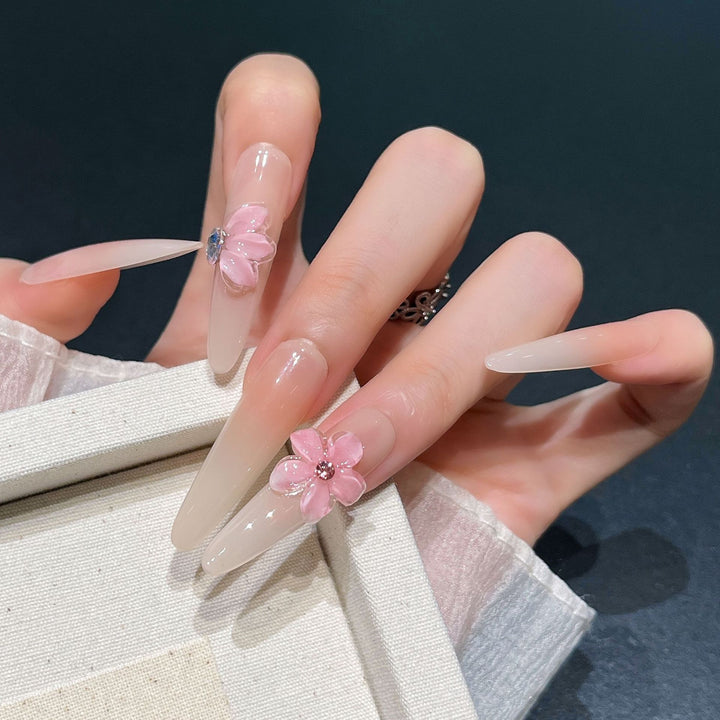 Floral-Design Press-On Nail Extensions Bowlift