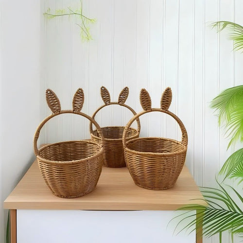 Decorative Bunny Ears Woven Basket Bowlift
