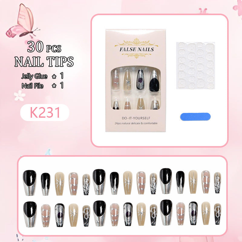 Artificial nail set with elegant glitter and design accents Bowlift
