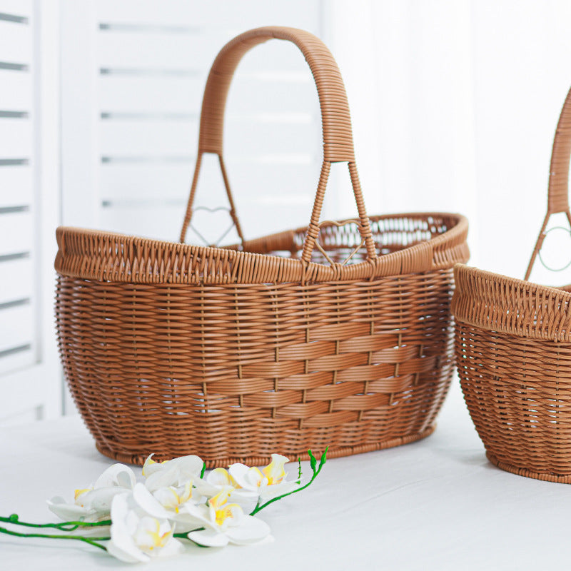 Woven Rattan Utility Basket Bowlift