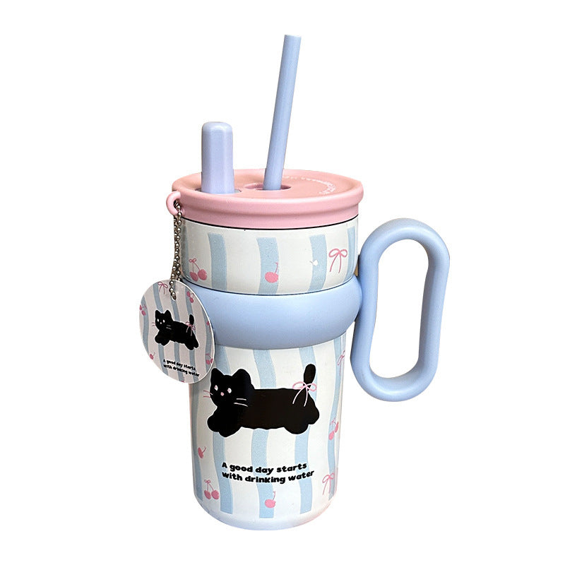 Women’s children’s drinking cup with integrated straw and playful design Bowlift