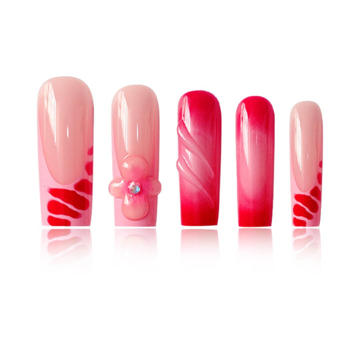 Glamorous Floral Press-On Nails Set Bowlift