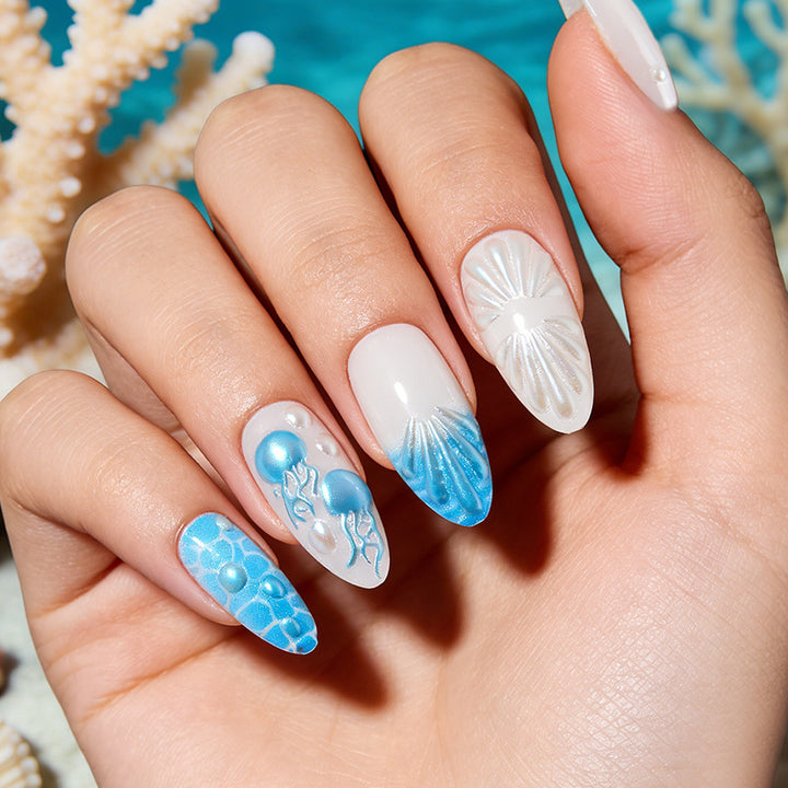 Artistic Seashell-Inspired Nail Art Set Bowlift