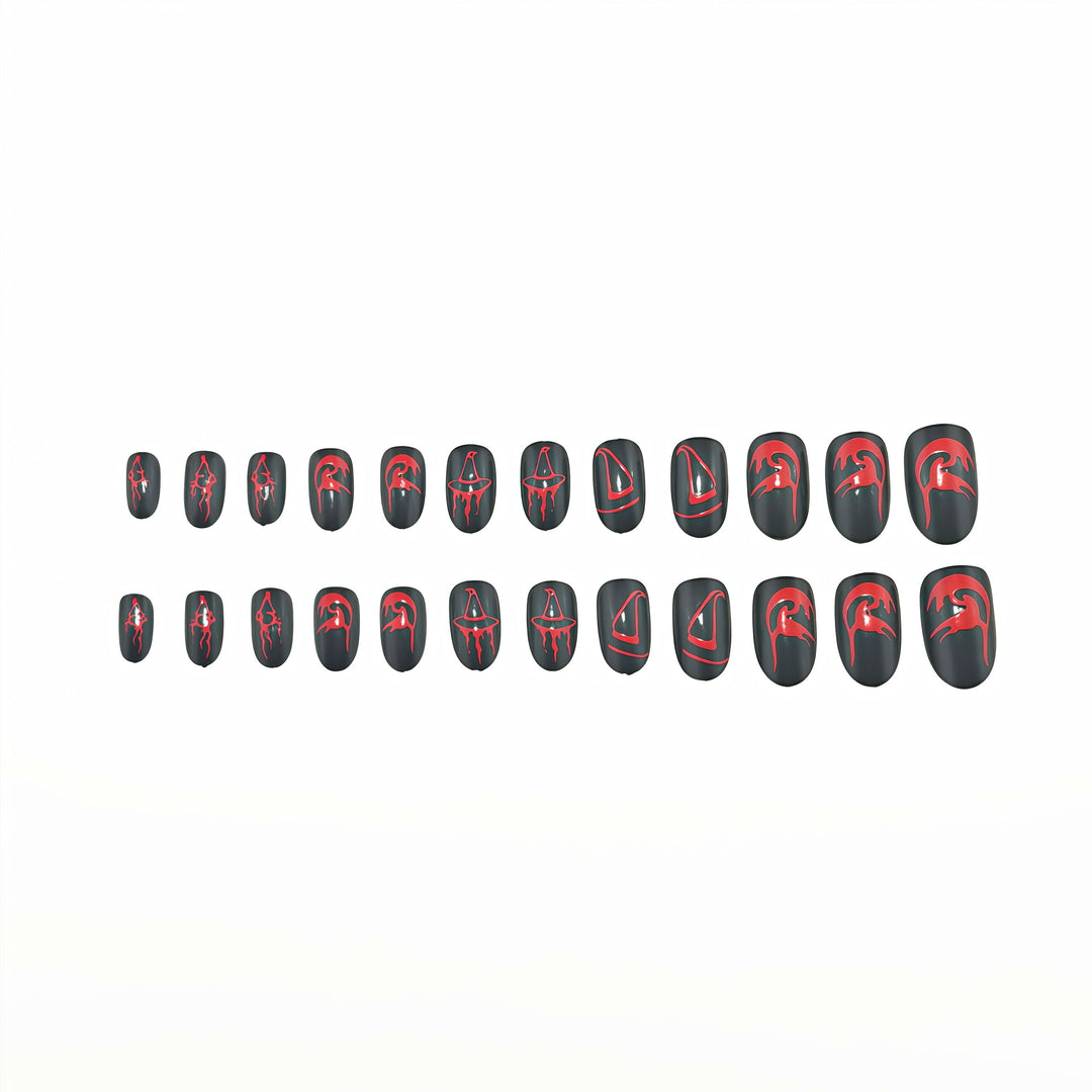 Artistic Halloween-style Press-on Nails Bowlift