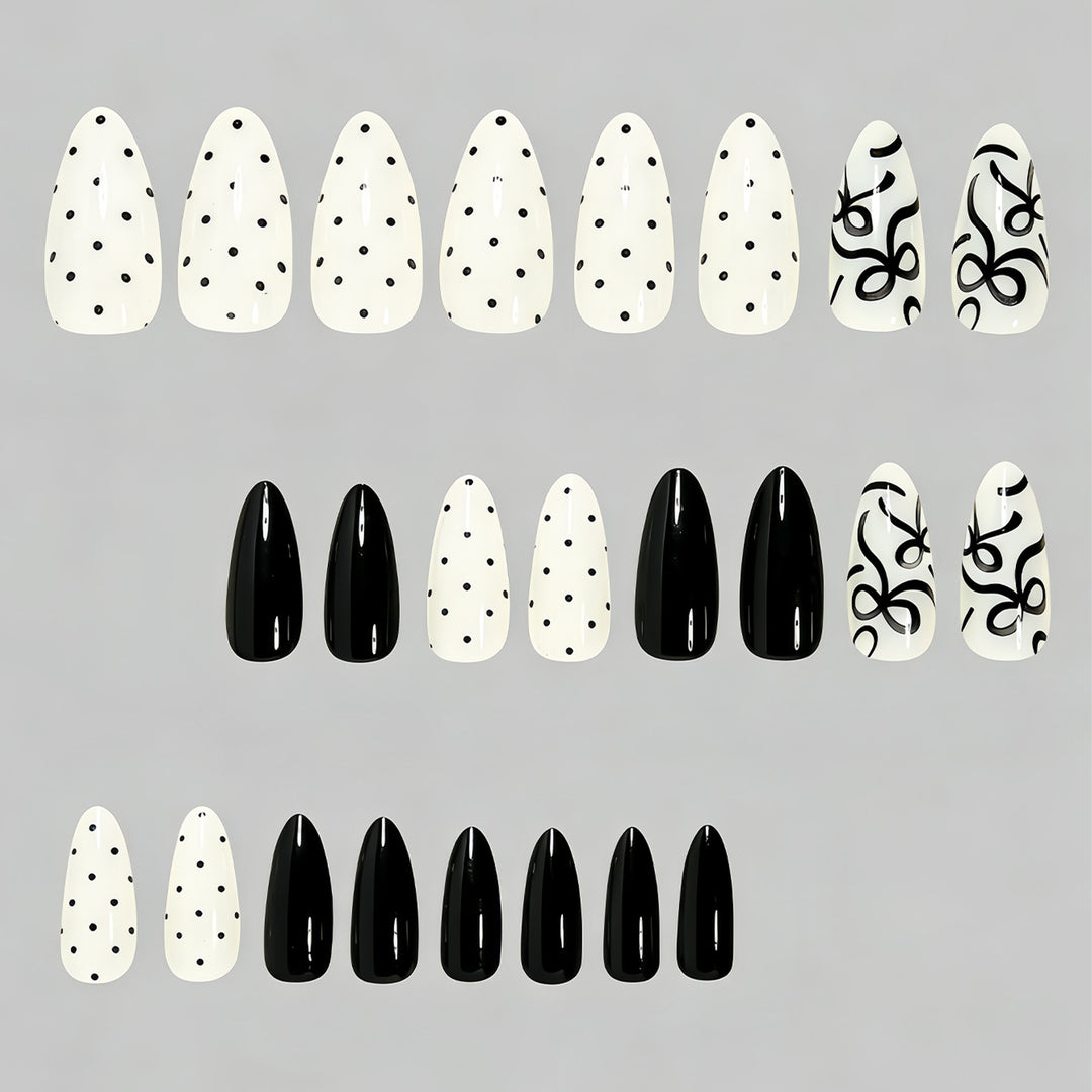 Artistic Press-On Nail Set with Bow Designs Bowlift