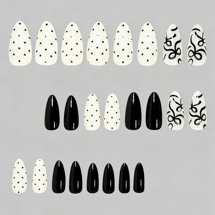 Artistic Press-On Nail Set with Bow Designs Bowlift