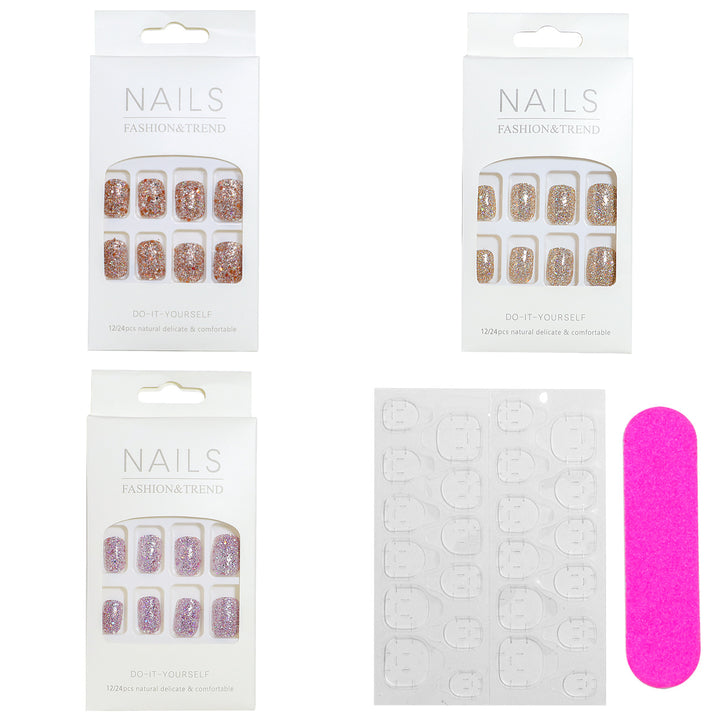 DIY Glitter Effect Press-On Nail Set Bowlift