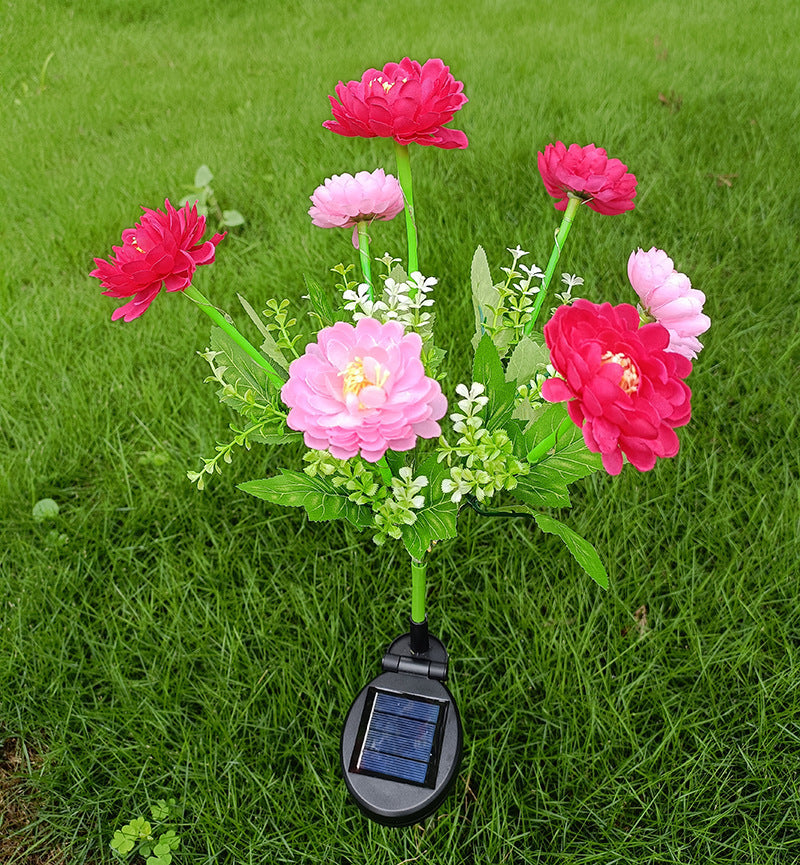 Solar-Powered Lifelike Bloom Garden Stake With Multi-Head LED Cluster And Waterproof Dusk-To-Dawn Sensor Bowlift