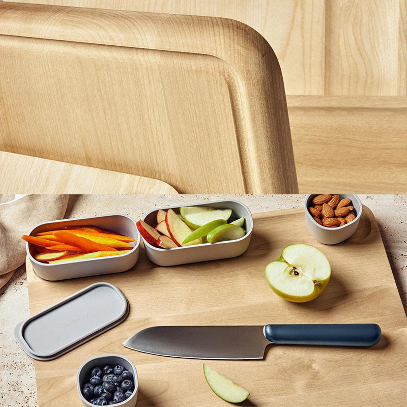 Three Piece Solid Maple Cutting Board Set With Integrated Juice Grooves Reversible Knife-Friendly Surfaces And Space-Saving Vertical Stand