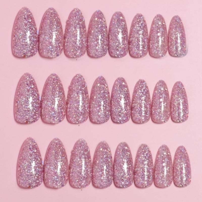 Glittering Almond-Shaped Press-On Nail Set Bowlift