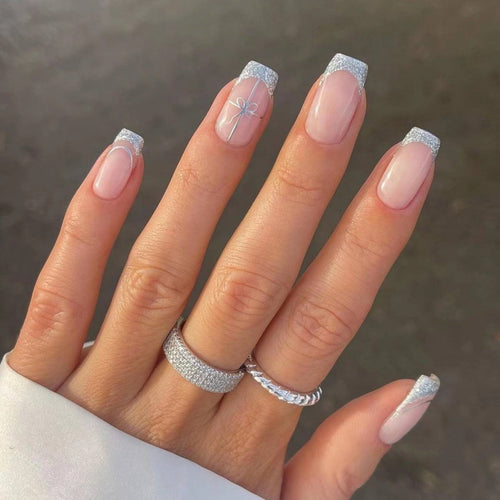 Elegant French Tip Press-On Nail Extensions Bowlift