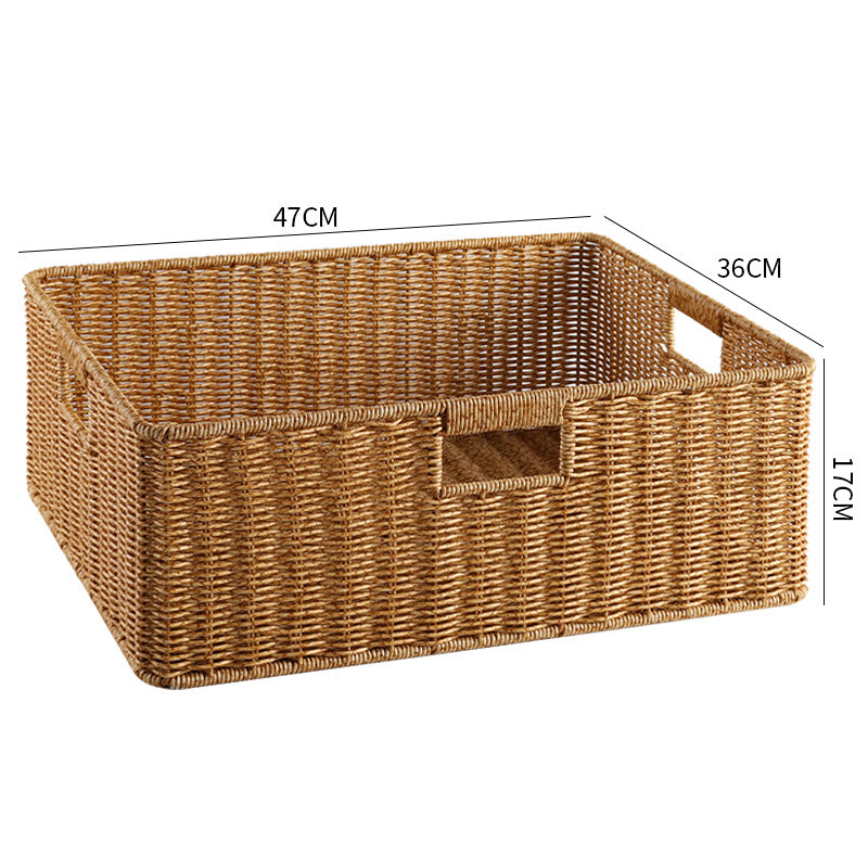 Handwoven Storage Basket with Cutout Handles Bowlift