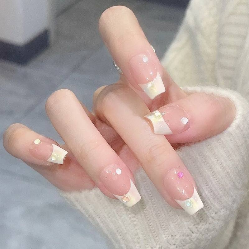 Elegant Long Press-On Nails Set with Artistic Tips Bowlift