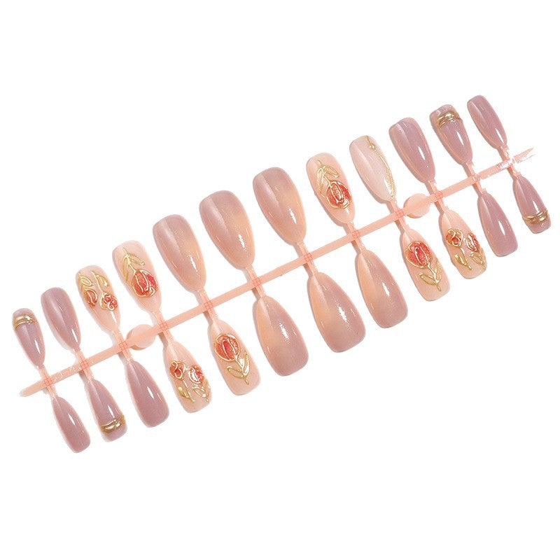 Floral Embellished Press-On Nail Set Bowlift