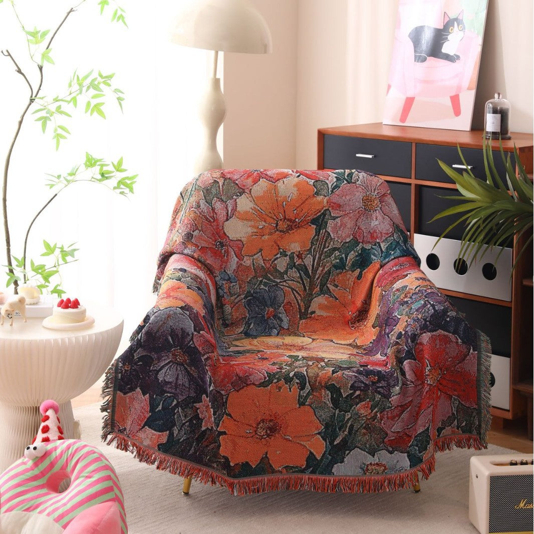 Floral Woven Throw Blanket