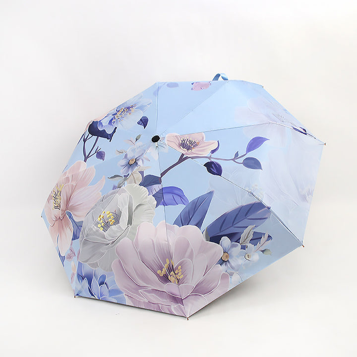 Ladies folding umbrella with artistic flower pattern Bowlift