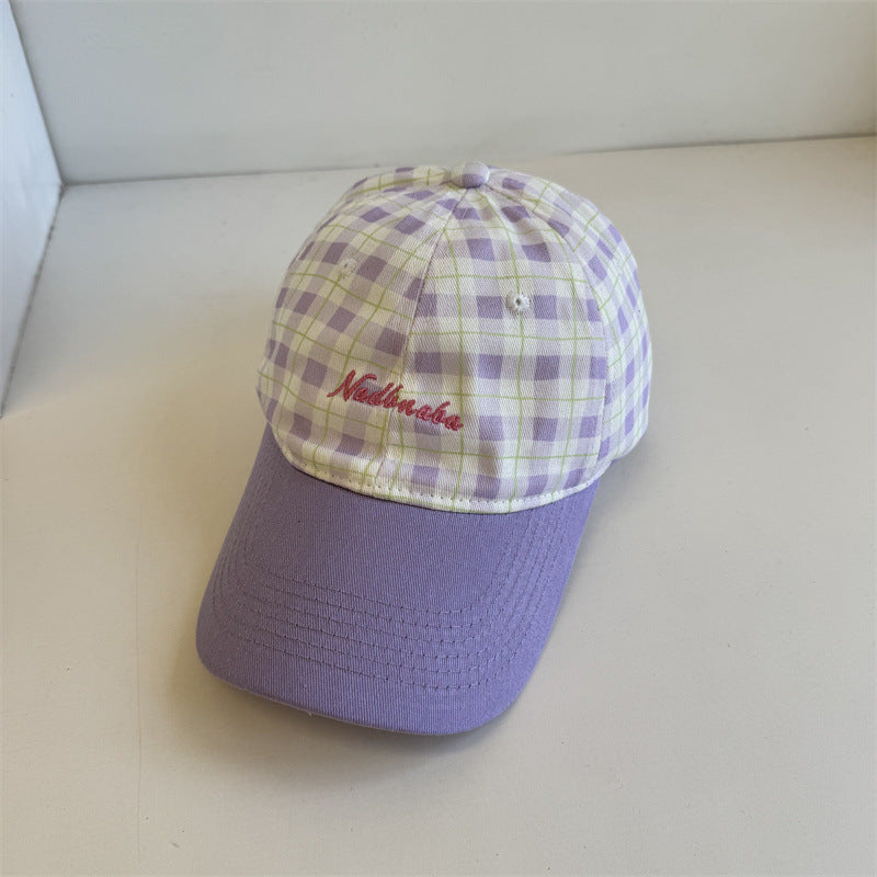 Women's Adjustable Plaid Baseball Cap Bowlift