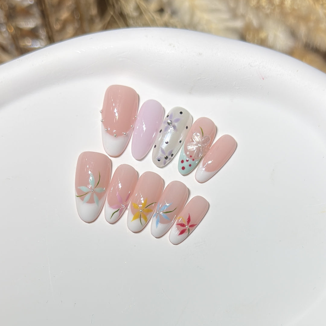 Floral Art Press-On Nail Set Bowlift