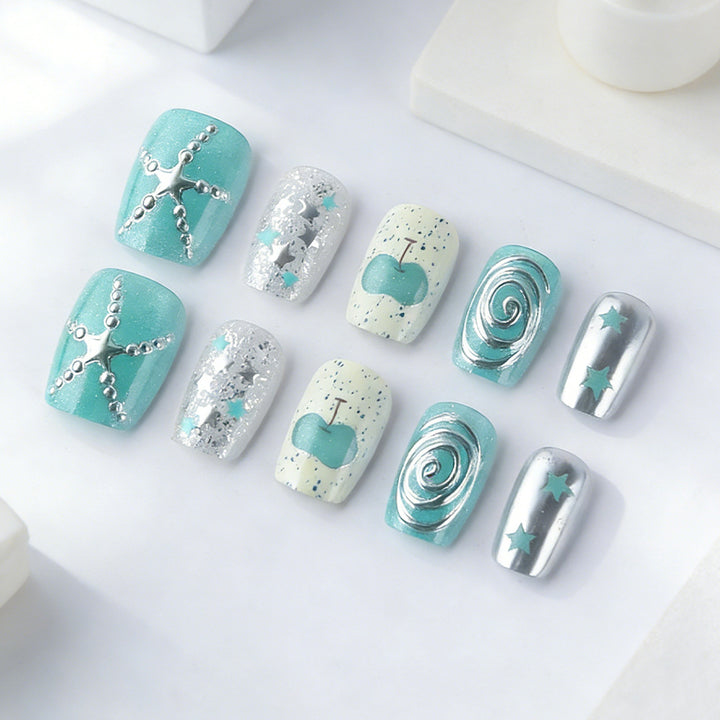 Ocean-Inspired Press-On Nail Set Bowlift
