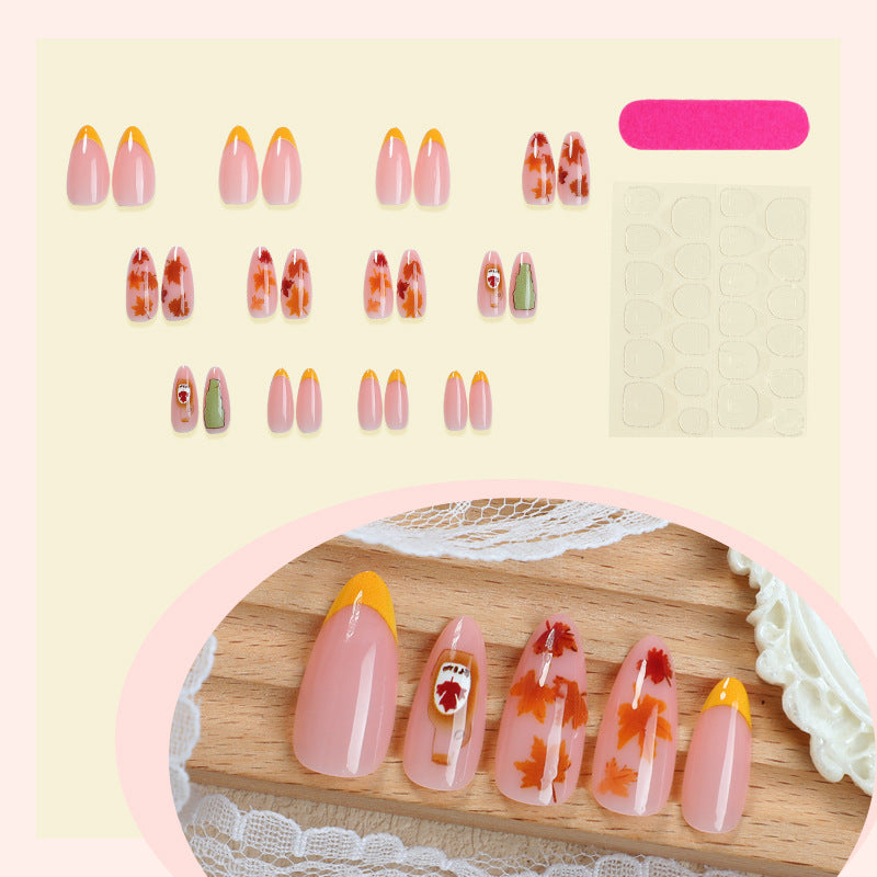 Autumn-Inspired Press-On Nail Art Set Bowlift