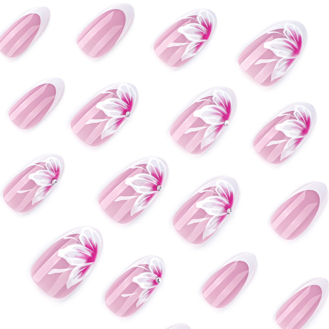 Elegant artificial nails with floral decorations Bowlift