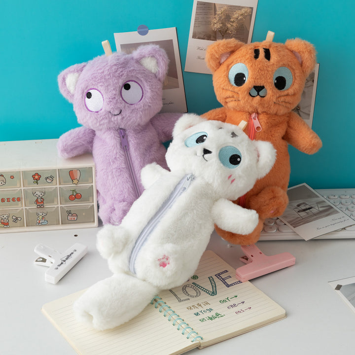 Cute Plush Cat-Themed Pencil Case Bowlift