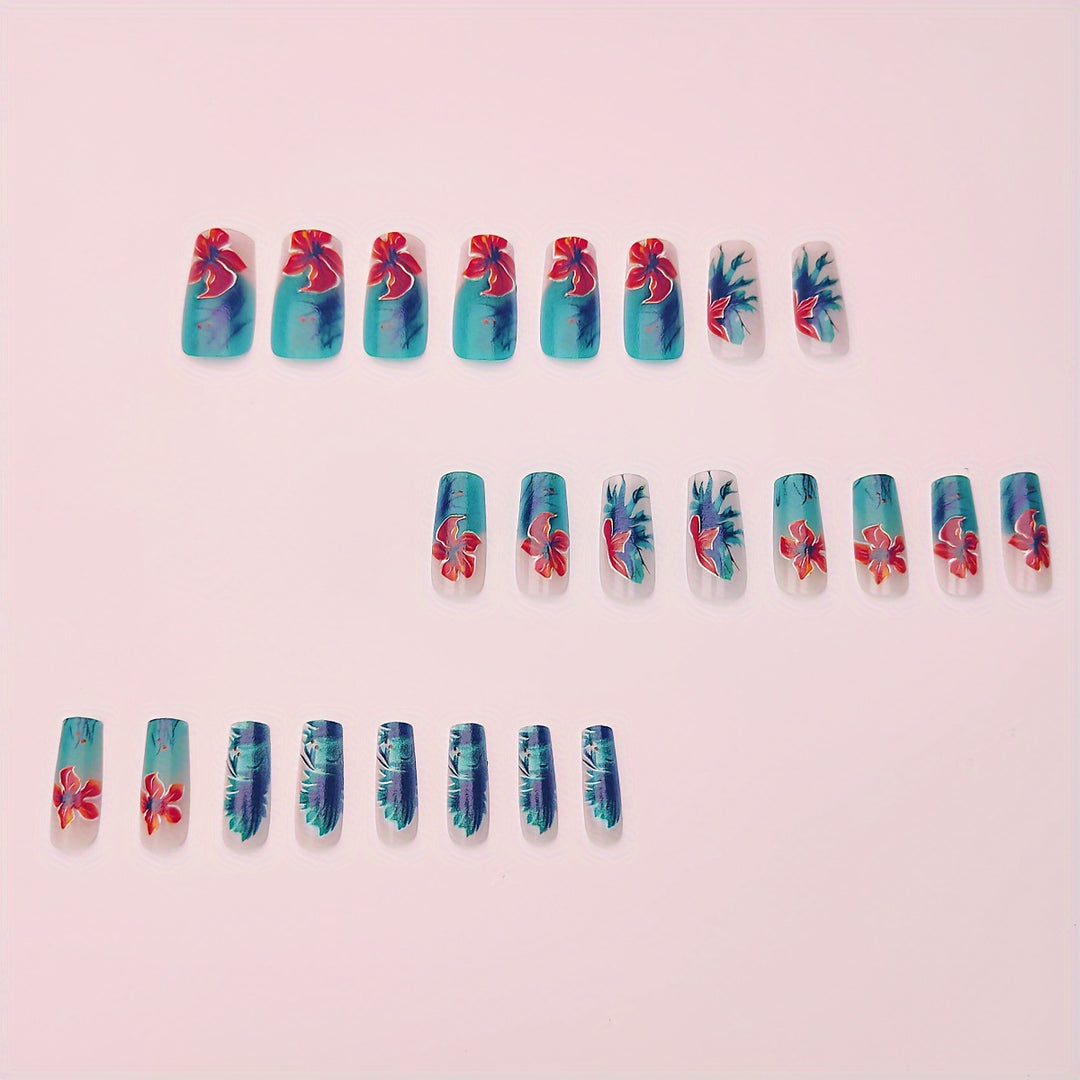 Creative Art Nails with Floral Hibiscus Design Bowlift