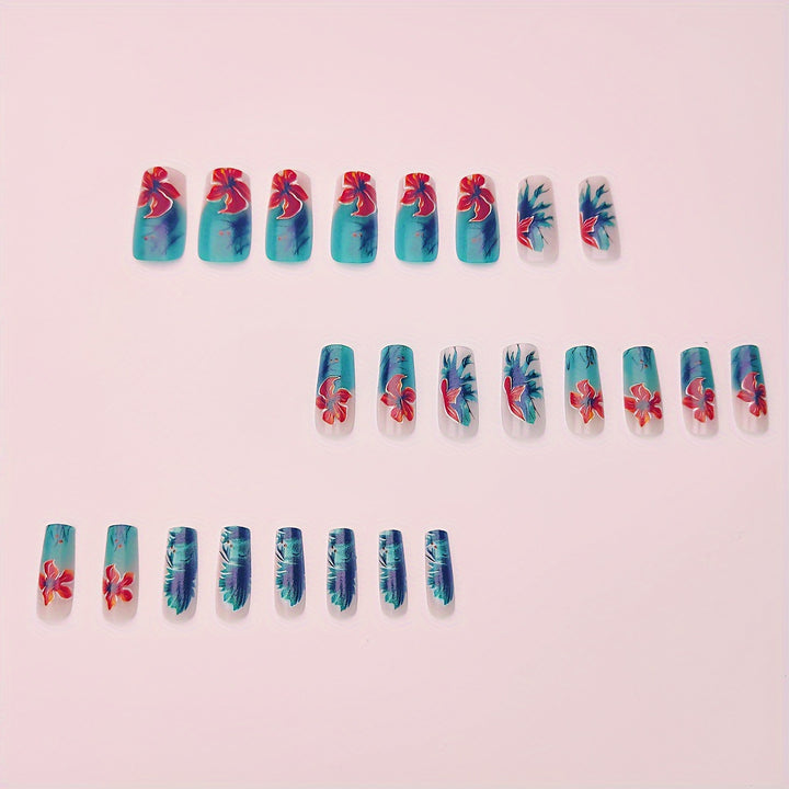 Creative Art Nails with Floral Hibiscus Design Bowlift