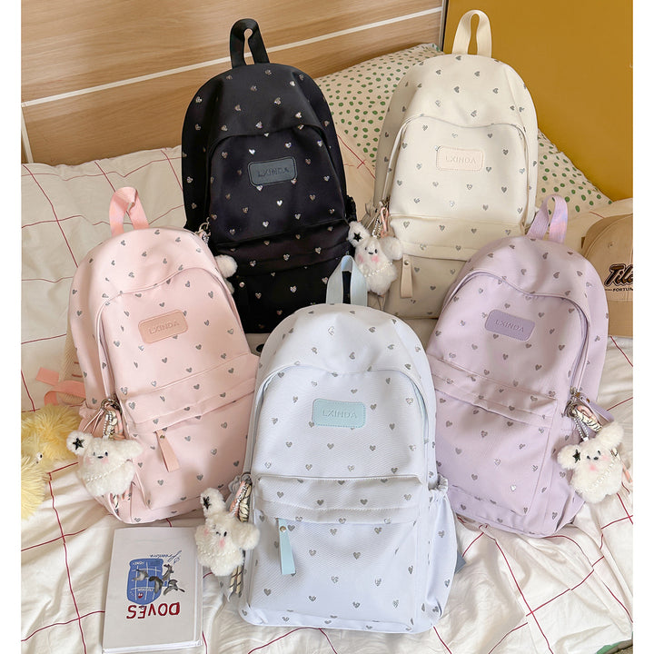 Fun Heart-Print Backpack Bowlift