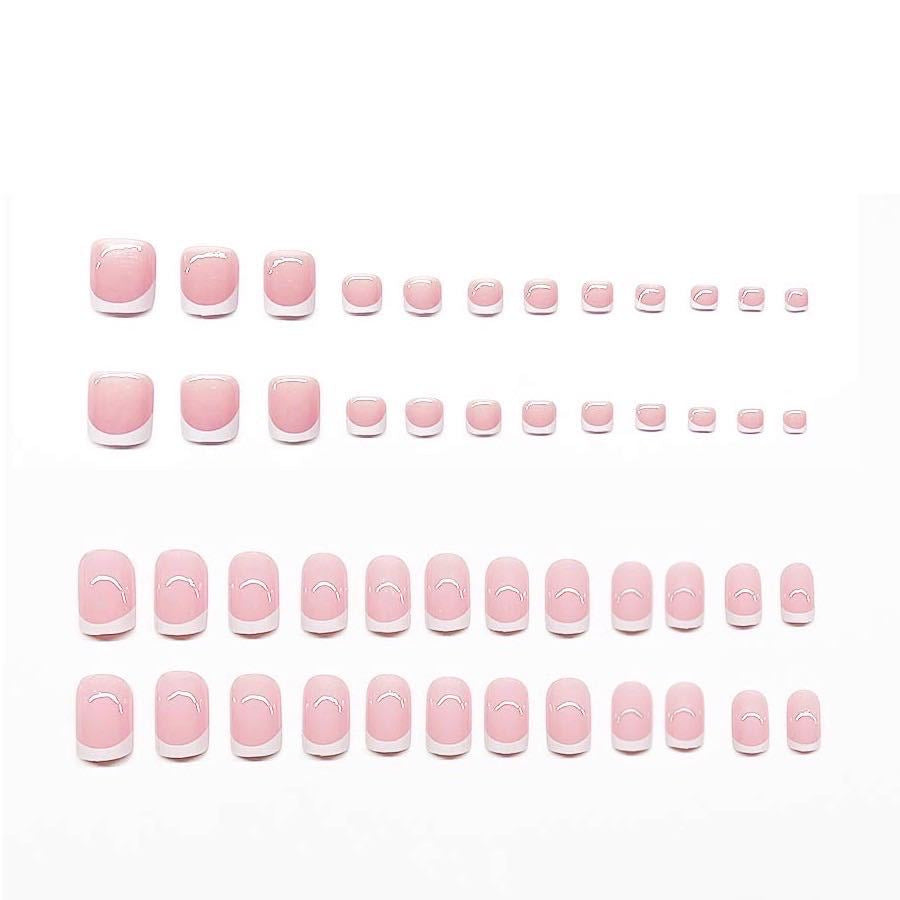 Elegant French Tip Press-On Nail Set Bowlift
