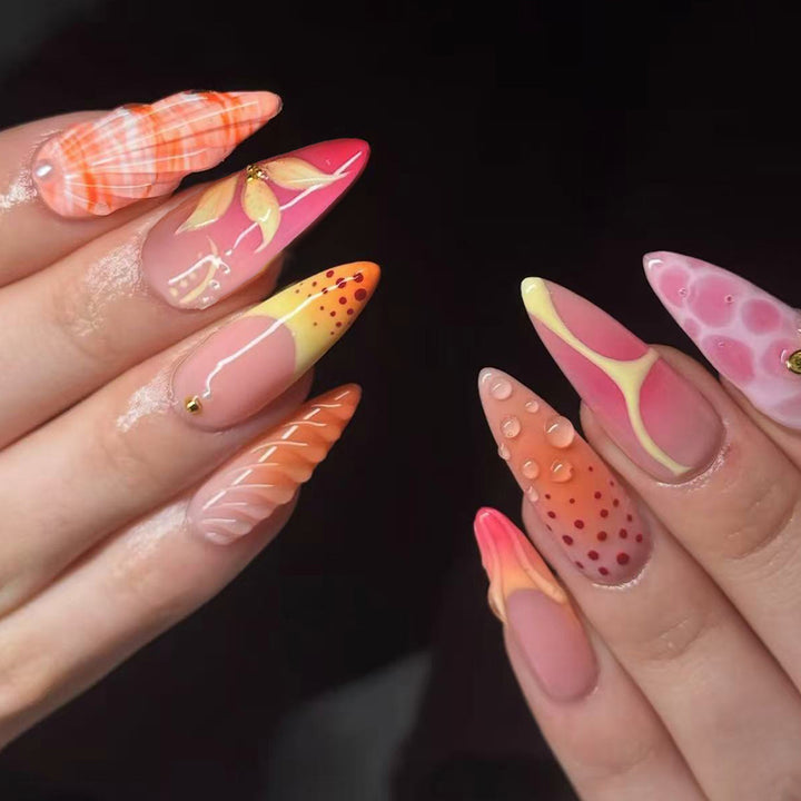 Exquisite Artificial Nails with Floral Accents Bowlift