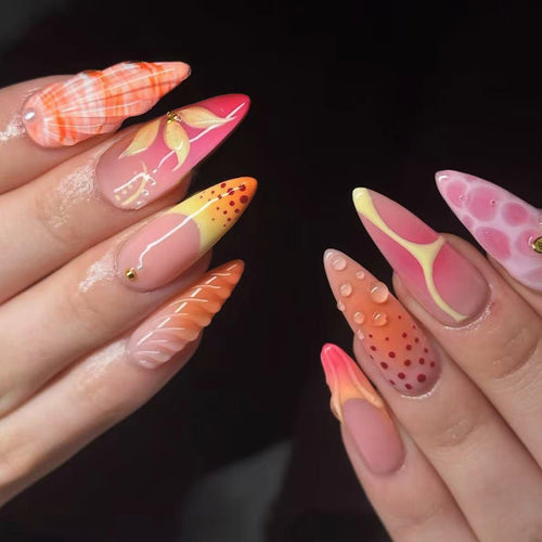 Exquisite Artificial Nails with Floral Accents Bowlift