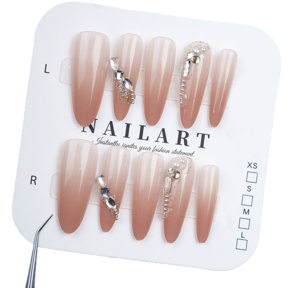 Artistic Press-On Nail Set with Cute Bow and Heart Designs Bowlift