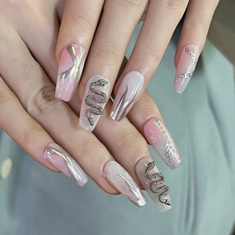 Artistic Nail Extensions with Snake Design Bowlift