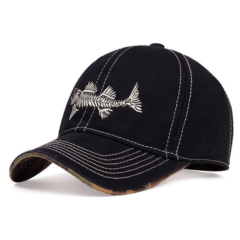 Men's Embroidered Fishing-Themed Baseball Cap Bowlift