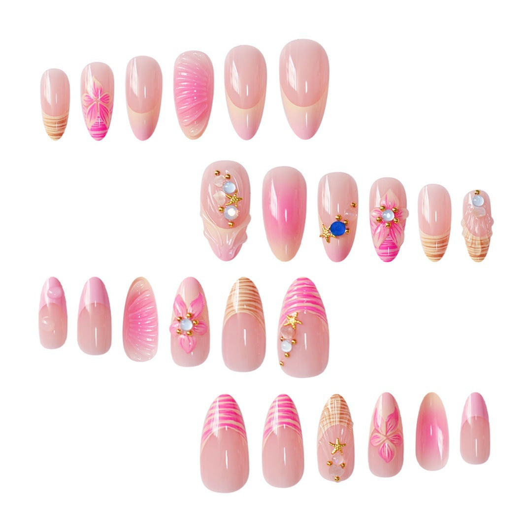 3D Floral Accented Press-On Nail Art Bowlift