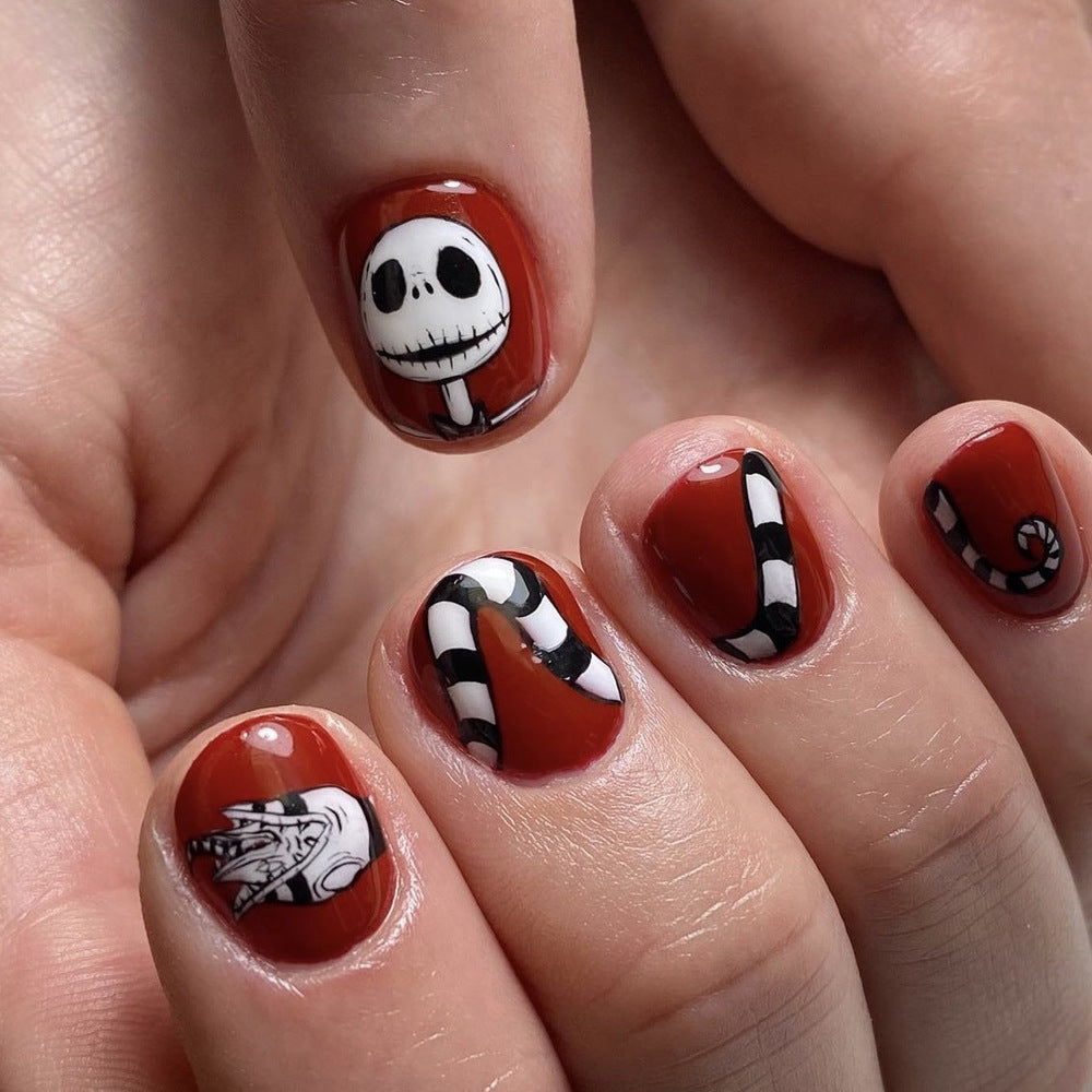 Halloween-Themed Artistic Press-On Nail Set Bowlift