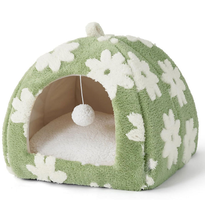 Cozy Checkered  Hideaway  Dog Bed
