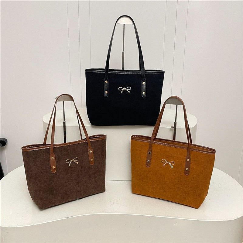 WoElegant Suede Handheld Tote Bag Bowlift