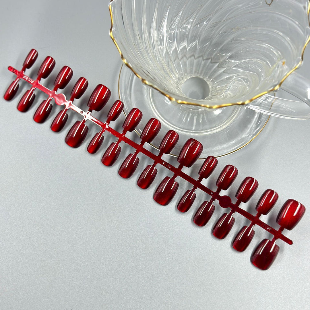 Glossy Red Press-On Nail Set Bowlift