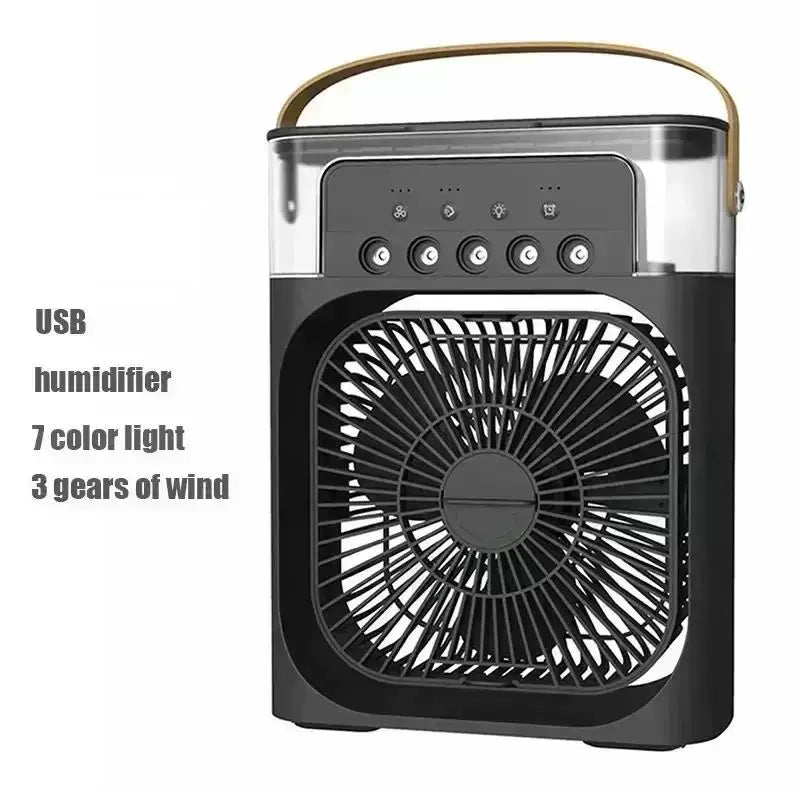 Unisex One Size Portable USB Humidifying Desk Fan with Ambient LED Mood Light and Multi-Stage Air Circulation Bowlift