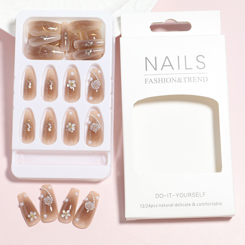 Decorative Press-On Nail Set with 3D Accents Bowlift