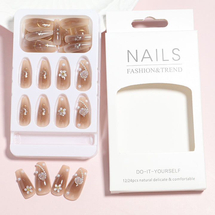 Decorative Press-On Nail Set with 3D Accents Bowlift