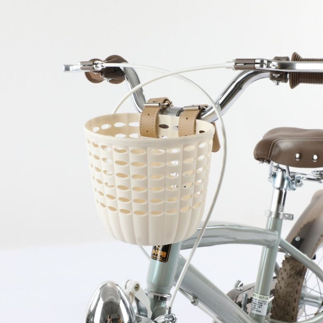 Detachable Front Bicycle Basket with Leather Straps and Ventilated Plastic Design Bowlift