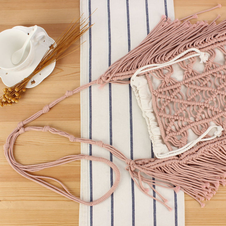 Creative Macrame Shoulder Bag with Fringe Bowlift