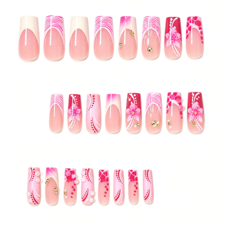 Artistic Decorated Press-On Nail Set Bowlift