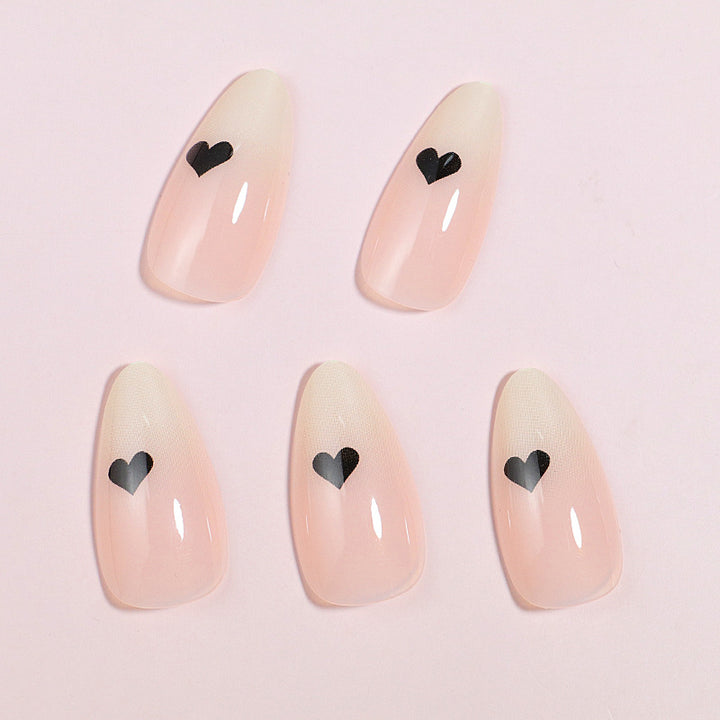 Heart-Accent Artistic Press-On Nails Bowlift