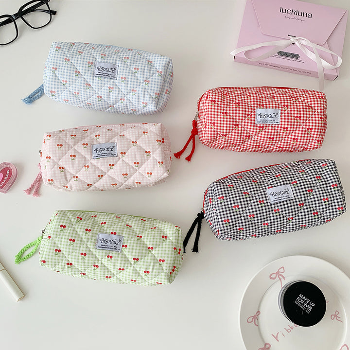 Quilted Cherry Print Pencil Case Bowlift